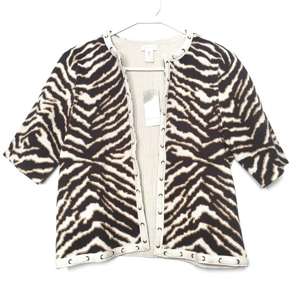 Chico's Sassy Animal Sandra Open Front Cardigan Sweater Size 0 Small US … - Picture 1 of 10